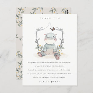 Niedliches Baby Hippo Foliage jedes Alter Geburtst Postkarte