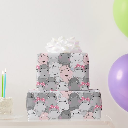 Niedliches Baby Hippos Wrapping Paper Geschenkpapier (Partygeschenke)