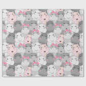 Niedliches Baby Hippos Wrapping Paper Geschenkpapier (Flach)