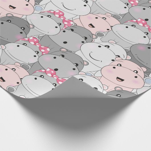 Niedliches Baby Hippos Wrapping Paper Geschenkpapier (Ecke)