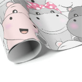 Niedliches Baby Hippos Wrapping Paper Geschenkpapier (Rolleneckpunkt)