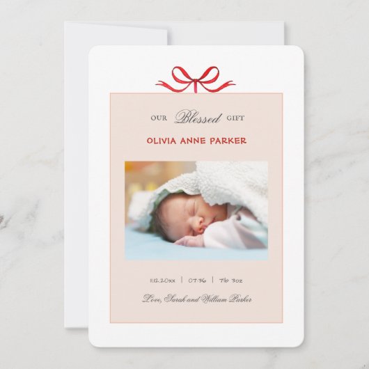 Niedliches Baby Holiday Birth Ankündigung (Vorderseite)