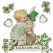 NIEDLICHES BABY HUGGING RABBIT IRISH ST. PATRICK'S AUFKLEBER (Vorderseite)