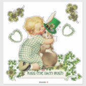NIEDLICHES BABY HUGGING RABBIT IRISH ST. PATRICK'S AUFKLEBER (Blatt)