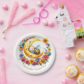 Niedliches Baby-Hummeln Schlafen auf dem Mond Pappteller (Party)