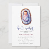 Niedliches Baby in Basket Gender Neutral Baby Dusc Einladung (Vorderseite)