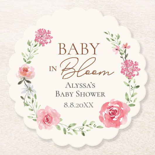 Niedliches Baby in Bloom Baby Dusche Custom Untersetzer (Vorderseite)