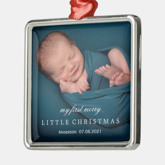 Niedliches Baby ist mein erstes fröhliches kleines Ornament Aus Metall (Links)