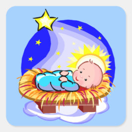 Niedliches Baby Jesus und Star Quadratischer Aufkleber