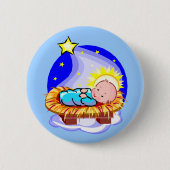 Niedliches Baby Jesus und Stern Button (Vorderseite)