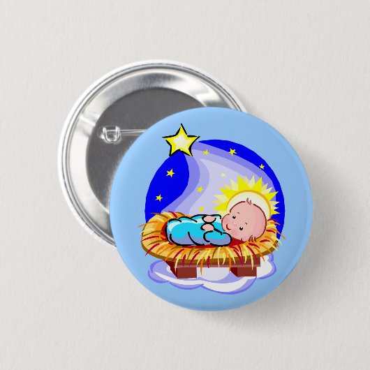 Niedliches Baby Jesus und Stern Button (Vorne & Hinten)