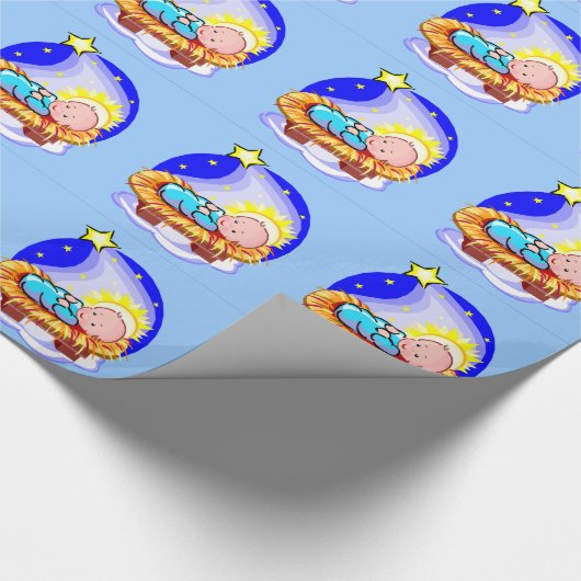 Niedliches Baby Jesus und Stern Geschenkpapier (Ecke)