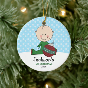 Niedliches Baby-Jungen-1. Weihnachten Keramik Ornament