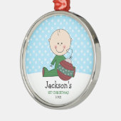 Niedliches Baby-Jungen-1. Weihnachten Silbernes Ornament (Links)