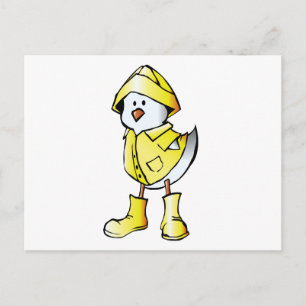 Niedliches Baby-Kick mit gelbem Raincoat Postkarte