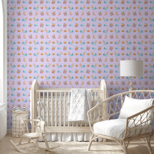 Niedliches Baby Kinderzimmer Tierreise Lilac Paste Tapete