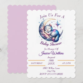 Niedliches Baby Kitten Schlafen auf einem halben M Einladung