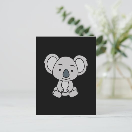 Niedliches Baby Koala mit einem Lächeln im Boden Postkarte (Stehend Vorderseite)