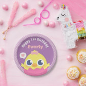 Niedliches Baby-Küken-Mädchen-erste Pappteller (Party)