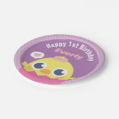 Niedliches Baby-Küken-Mädchen-erste Pappteller (Schrägansicht)