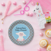 Niedliches Baby Lamb mit Polka Dots Baby Dusche Pappteller (Party)