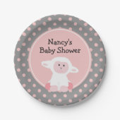 Niedliches Baby Lamb mit Polka Dots Baby Dusche Pappteller (Vorderseite)