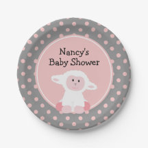 Niedliches Baby Lamb mit Polka Dots Baby Dusche