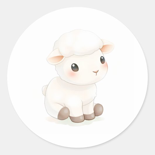 Niedliches Baby Lamb Sticker Aquarellbild (Vorderseite)