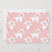 Niedliches Baby Lamb und Polka Dots Baby Dusche Einladung (Rückseite)