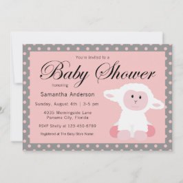 Niedliches Baby Lamb und Polka Dots Baby Dusche Einladung