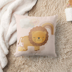Niedliches Baby Lion Cub & Boho Regenbogen auf Pin Kissen
