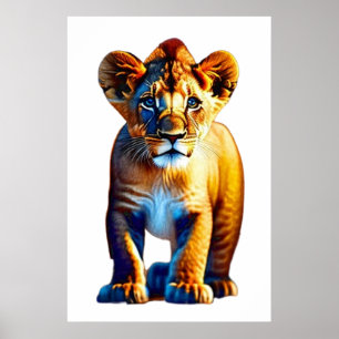 Niedliches Baby Lion Cub Design für Tierfreunde Poster
