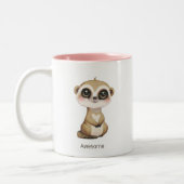 Niedliches Baby-Meercat und Personalisierter Text Zweifarbige Tasse (Links)