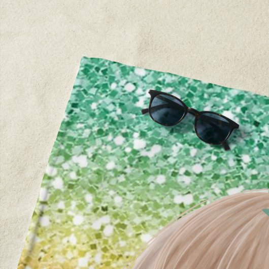 Niedliches Baby Mermaid, farbenfroher Glitzer Strandtuch (Beispiel)