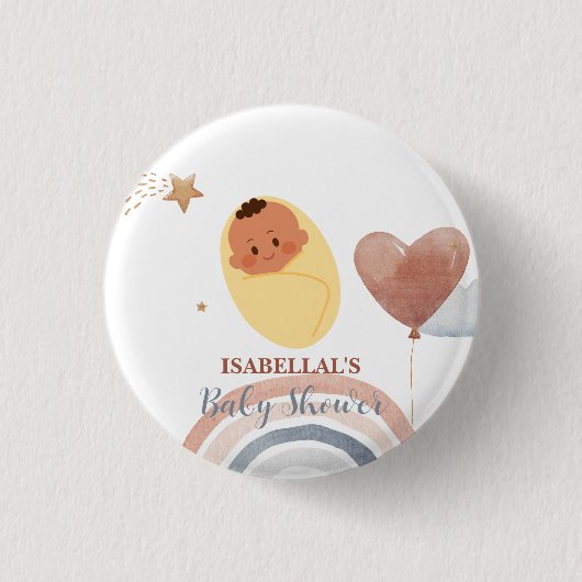 Niedliches Baby mit afrikanischer Babydusche Button (Vorderseite)