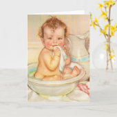 Niedliches Baby mit Bad Karte (Gelbe Blume)