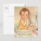 Niedliches Baby mit Bad Postkarte (Vorne/Hinten)