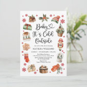 Niedliches Baby mit kalter Außendusche Einladung (Stehend Vorderseite)