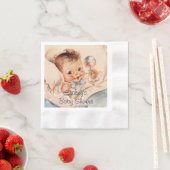 Niedliches Baby mit Rattle, Babydusche Napkins Serviette (Beispiel)