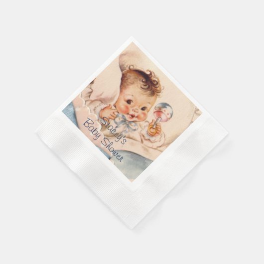 Niedliches Baby mit Rattle, Babydusche Napkins Serviette (Ecke)