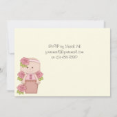 Niedliches Baby mit Rose in Blume Pot 1. Geburtsta Einladung (Rückseite)