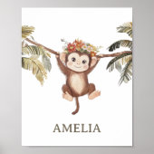 Niedliches Baby Monkey Boho Safari Kinderzimmer Wa Poster (Vorne)
