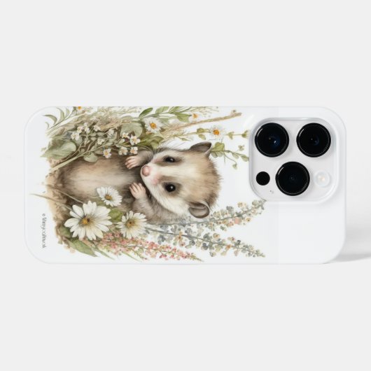 Niedliches Baby Opossum bei Wildblumen iPhone Hülle (Rückseite (Horizontal))