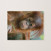 Niedliches Baby Orangutan mit Blick nach vorne Puzzle (Horizontal)