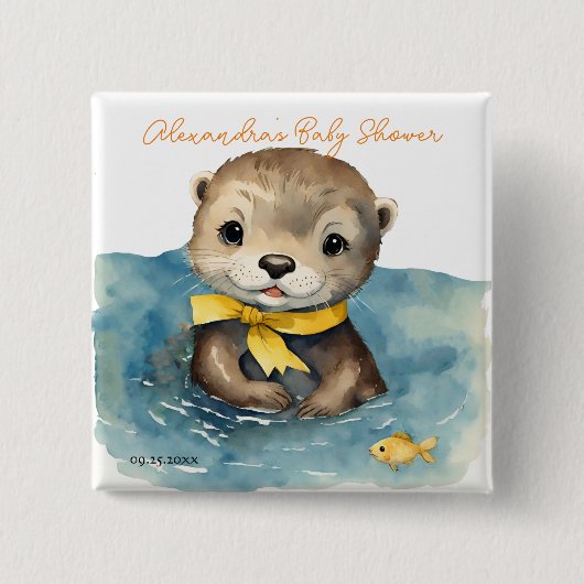 Niedliches Baby Otter Gender Neutral Baby Dusche Button (Vorderseite)