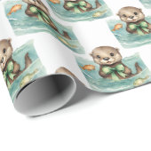 Niedliches Baby Otter neutral Geschenkpapier (Rolleneckpunkt)