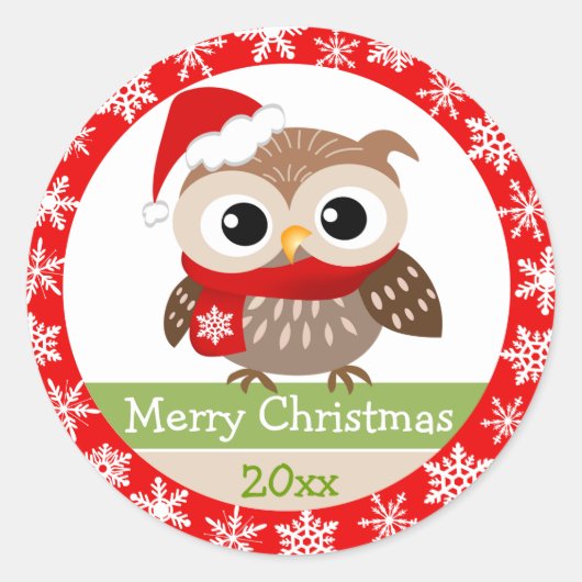 Niedliches Baby Owl 1. Weihnachtskleber Runder Aufkleber (Vorderseite)
