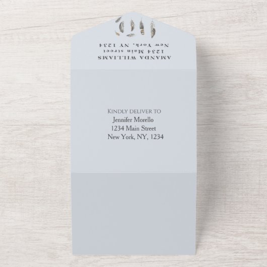 Niedliches Baby Owl Bird Feathers Bohemisch Wasser All In One Einladung (Außenbereich)