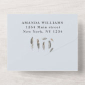 Niedliches Baby Owl Bird Feathers Bohemisch Wasser All In One Einladung (Rückseite)