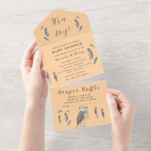 Niedliches Baby Owl Bird Feathers Bohemisch Waterc